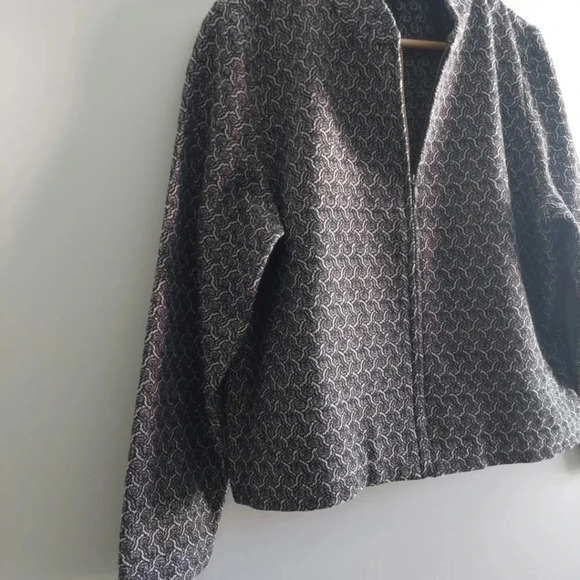 Eileen Fisher Zip-Up Pattern jacket black & white organic cotton PL Office - Picture 9 of 12